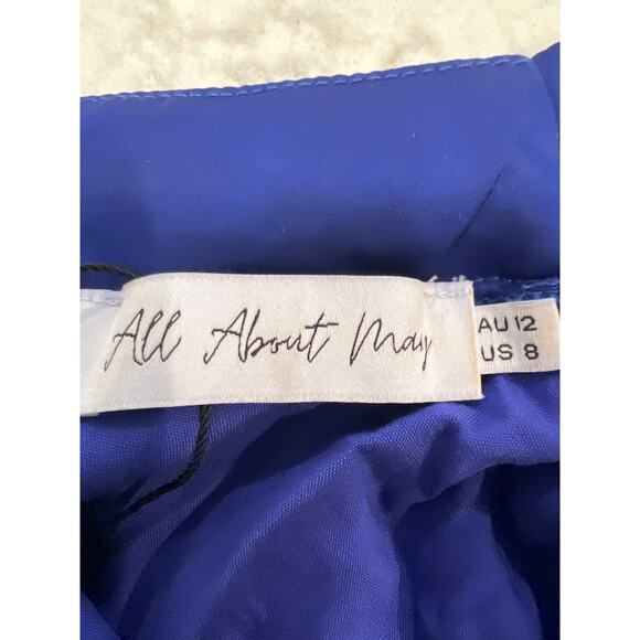 All About May Women’s Halter Neck Tie-Up Sleeveless Sexy Mini Dress Size 8 Blue - Picture 6 of 6